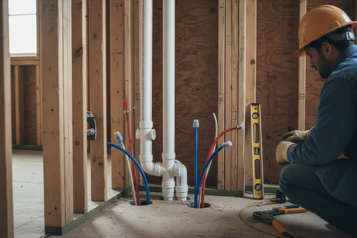 Drain and supply rough-in during Drain Cleaning in Woodward